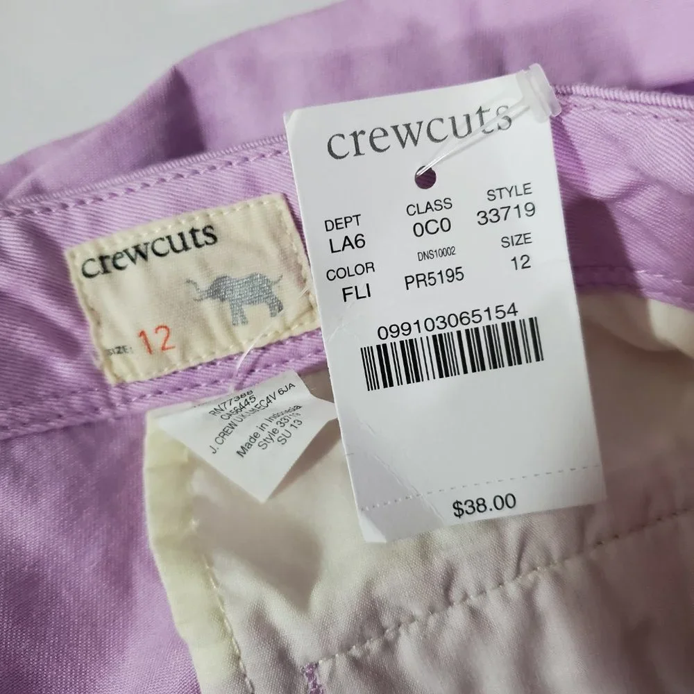 Crewcuts by J. Crew Girls Purple Lavender Chino Shorts NWT Size 12 - Picture 4 of 5